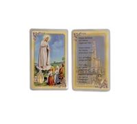 OVUNQUE PROTEGGIMI Immagini Santino, Set di 10 Immaginette dei Santi con Preghiera Multilingua. con Medaglia Madonna Miracolosa. Holy Card. Plastificate. (Madonna di Fatima)