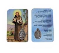 OVUNQUE PROTEGGIMI Immagini Santino, Set di 10 Immaginette dei Santi con Preghiera Multilingua, con Medaglia, Holy Card in Carta (San Francesco D'assisi)