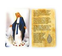 OVUNQUE PROTEGGIMI Immagini Santino, Set di 10 Immaginette dei Santi con Preghiera Multilingua. con Medaglia Madonna Miracolosa. Holy Card. Plastificate. (Madonna Miracolosa)