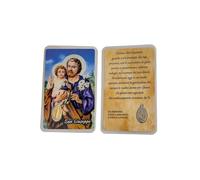 OVUNQUE PROTEGGIMI Immagini Santino, Set di 5 Immaginette dei Santi con Preghiera Multilingua. con Medaglia Madonna Miracolosa. Holy Card. Plastificate. (San Giuseppe)
