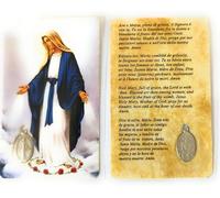 OVUNQUE PROTEGGIMI Immagini Santino, Set di 5 Immaginette dei Santi con Preghiera Multilingua. con Medaglia Madonna Miracolosa. Holy Card. Plastificate. (Madonna Miracolosa)