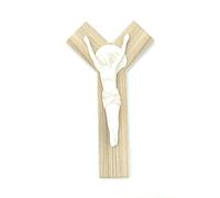 OVUNQUE PROTEGGIMI Piccolo Crocifisso Croce da Parete Moderno 17x 9,5 cm. Croce Y Cristo in Resina Bianco