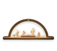OVUNQUE PROTEGGIMI Presepe Moderno con Natività in Legno con Capanna ad Arco a LED, Artigianato Val Gardena (colorato)