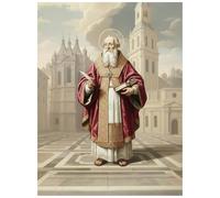 OVUNQUE PROTEGGIMI Quadro Religioso con Immagine dei Santi e Sante, Tela Canvas da Parete con Stampa Sacra, Decorazione Religiosa - Made in Italy (Sant'Agostino, 18 x 24 cm)