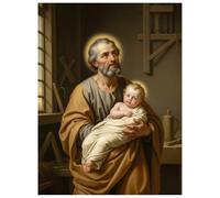 OVUNQUE PROTEGGIMI Quadro Religioso con Immagine dei Santi e Sante, Tela Canvas da Parete con Stampa Sacra, Decorazione Religiosa - Made in Italy (San Giuseppe, 18 x 24 cm)