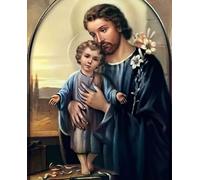 OVUNQUE PROTEGGIMI Quadro Religioso con Immagine dei Santi e Sante, Tela Canvas da Parete con Stampa Sacra, Decorazione Religiosa - Made in Italy (San Giuseppe, 30 x 40 cm)