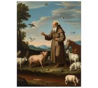 OVUNQUE PROTEGGIMI Quadro Religioso con Immagine dei Santi e Sante, Tela Canvas da Parete con Stampa Sacra, Decorazione Religiosa - Made in Italy (Sant'Antonio Abate, 18 x 24 cm)