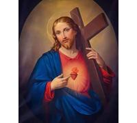 OVUNQUE PROTEGGIMI Quadro Sacro Cuore di Gesù e Maria, Stampa su Tela, Quadro Religioso Camera Da Letto, 100% Made in Italy (Sacro Cuore Gesù B, 30 x 40 cm)