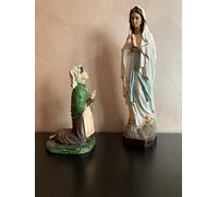 OVUNQUE PROTEGGIMI Statua della Madonna di Lourdes in resina cm 40 con Santa Bernadette cm 25 ideale per grotte e esterni prodotto artigianale