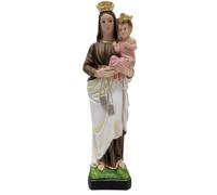 OVUNQUE PROTEGGIMI Statua Madonna del Carmine 30 cm, Statua Madonna del Monte Carmelo in polvere di marmo dipinta a mano, Statuetta dello scapolare del Carmelo, Prodotto artigianale toscano