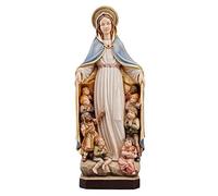 OVUNQUE PROTEGGIMI Statua Madonna della protezione in legno della Val Gardena, Madonna Monte Berico in legno Rifinita a Mano in Italia (10,5 cm)