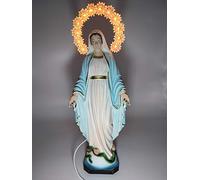 OVUNQUE PROTEGGIMI Statua Madonna Immacolata in resina cm 30 per interni ed esterni con aureola illuminata