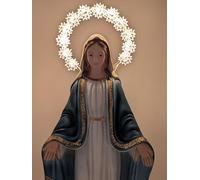 OVUNQUE PROTEGGIMI Statua Madonna Immacolata o Miracolosa cm 40, in Polvere di marmo, con Aureola Luminosa, statua Madonna con luce