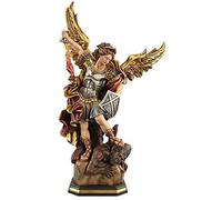 OVUNQUE PROTEGGIMI Statua San Michele Arcangelo in legno della Val Gardena Rifinito e Dipinto a Mano in Italia VARIE MISURE DISPONIBILI (cm 12 (cm 14alle ali))