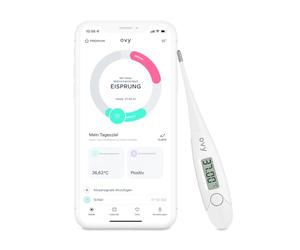 Ovy® termometro basale per il controllo del ciclo I misurazione dell'ovulazione per calcolare i giorni fertili (PFN) I controllo del concepimento senza ormoni I +App (memorizzazione dati in Germania)