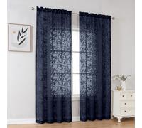 OVZME Anji 2 pannelli blu navy tende trasparenti lunghezza 72 pollici per camera da letto leggero e traspirante soggiorno tenda trasparente blu t