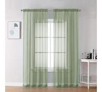 OVZME Tende per camera da letto, set da 2 pannelli, lunghezza 213,4 cm, trasparenti, leggere, morbide, trattamento per finestre, per studio, soggiorno, camera degli ospiti, verde salvia, larghezza 106