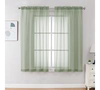 OVZME Tende trasparenti verde chiaro, 160 cm di lunghezza, 2 pannelli, per camera da letto e soggiorno, eleganti tende trasparenti filtranti per finestre, ognuna misura 106 x 160 cm (larghezza x