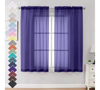 OVZME Tende trasparenti viola da 63 pollici di lunghezza, set da 2 pannelli per cucina/stanza da cucina, eleganti tende in voile filtranti, ciasc