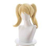 OW Angela Ziegler Mercy Parrucca Cosplay Bionda Riccia a doppio chip Rimovibile Coda di cavallo Parrucche sintetiche + Cappellino parrucca OW come da foto