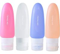 OW-Travel Bottiglie da viaggio in silicone per prodotti da toiletta (4 Pezzi) Compatibile con TSA, antiperdita, silicio senza BPA, bottiglia riutilizzabile e comprimibile per creme, shampo