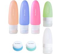 OW-Travel Bottiglie da viaggio in silicone per prodotti da toiletta (7 Pezzi) Compatibile con TSA, antiperdita, silicio senza BPA, bottiglia riutilizzabile e comprimibile per creme, shampo