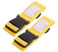 OW-Travel Cinghia per Valigia con Cinghie per Bagagli Pesanti. Cintura Valigia Personalizzata per Identificare la Valigie. Accessori Viaggio. Cinghie per Valigie. Giallo 2 Pezzi
