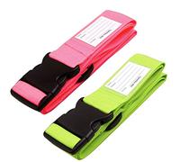 OW-Travel Cinghia per Valigia con Cinghie per Bagagli Pesanti. Cintura Valigia Personalizzata per Identificare la Valigie. Accessori Viaggio. Cinghie per Valigie. Rosa e Verde 2 Pezzi