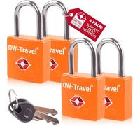 OW-Travel Lucchetto Chiave TSA Valigia per Valigie e Bagagli da Viaggio. Lucchetto Piccolo con Chiave per Armadietto Palestra. Lucchetti TSA per USA Arancia 4 Pezzi