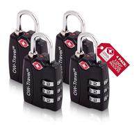 OW-Travel Lucchetto Combinazione Aprire Alert Indicatore TSA per Valigie e Bagagli. Lucchetto con Combinazione per Armadietto Palestra. Nero 4 Pezzi