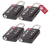 OW-Travel Lucchetto Combinazione Aprire Alert Indicatore TSA per Valigie e Bagagli. Lucchetto con Combinazione per Armadietto Palestra. Serratura a Combinazione Nero 4 Pezzi