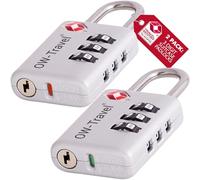 OW-Travel Lucchetto Combinazione Aprire Alert Indicatore TSA per Valigie e Bagagli. Lucchetto con Combinazione per Armadietto Palestra. Serratura a Combinazione Argento 2 Pezzi
