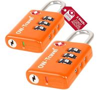 OW-Travel Lucchetto Combinazione Aprire Alert Indicatore TSA per Valigie e Bagagli. Lucchetto con Combinazione per Armadietto Palestra. Serratura a Combinazione Arancia 2 Pezzi