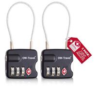 OW-Travel Lucchetto Combinazione Cavo TSA. Lucchetto Flessibile per Valigie e Bagagli da Viaggio. Lucchetto Cavo Acciaio con Combinazione per Armadietto Palestra. Nero 2 Pezzi