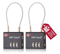OW-Travel Lucchetto Combinazione Cavo TSA. Lucchetto Flessibile per Valigie e Bagagli da Viaggio. Lucchetto Cavo Acciaio con Combinazione per Armadietto Palestra. Nero 2 Pezzi