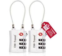 OW-Travel Lucchetto Combinazione Cavo TSA. Lucchetto Flessibile per Valigie e Bagagli da Viaggio. Lucchetto Cavo Acciaio con Combinazione per Armadietto Palestra. Argento 2 Pezzi