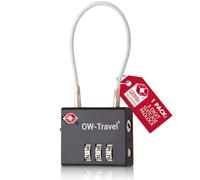 OW-Travel Lucchetto Combinazione Valigia TSA 3 Cifre con Cavo per Valigie e Bagagli da Viaggio. Lucchetto Armadietto Palestra e Zaino. Lucchetti TSA per USA a Codice. Serratura Nera 1 Pezzo