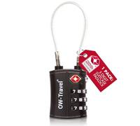 OW-Travel Lucchetto Combinazione Valigia TSA 3 Cifre con Cavo per Valigie e Bagagli da Viaggio. Lucchetto Armadietto Palestra e Zaino. Lucchetti TSA per USA a Codice. Serratura Nera 1 Pezzo
