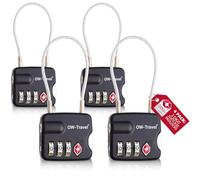 OW-Travel Lucchetto Combinazione Valigia TSA 3 Cifre con Cavo per Valigie e Bagagli da Viaggio. Lucchetto Armadietto Palestra e Zaino. Lucchetti TSA per USA a Codice. Serratura Nera 4 Pezzi