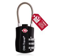 OW-Travel Lucchetto Combinazione Valigia TSA 3 Cifre con Cavo per Valigie e Bagagli da Viaggio. Lucchetto Armadietto Palestra e Zaino. Lucchetti TSA per USA a Codice. Serratura Nera 1 Pezzo
