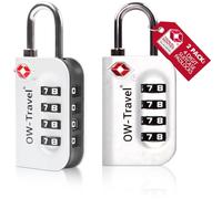 OW-Travel Lucchetto Combinazione Valigia TSA 4 Cifre per Valigie e Bagagli da Viaggio. Lucchetto con Combinazione per Armadietto Palestra. Serratura a Argento 2 Pezzi