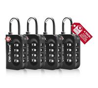 OW-Travel Lucchetto Combinazione Valigia TSA 4 Cifre per Valigie e Bagagli da Viaggio. Lucchetto con Combinazione per Armadietto Palestra. Serratura a Nero 4 Pezzi