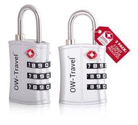 OW-Travel Lucchetto Combinazione Valigia TSA ABS 3 Cifre per Valigie Bagagli da Viaggio. Lucchetto con Combinazione per Armadietto Palestra. Argento 2 Pezzi