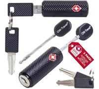 OW-Travel Lucchetto per Valigia con Cavo in Acciaio e Chiave per Valigie e Bagagli da Viaggio. Lucchetto TSA Piccolo con Chiave per Armadietto Zaino. Lucchetti TSA per USA. Serratura Nera, 2 Pezzi