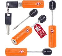 OW-Travel Lucchetto per Valigia con Cavo in Acciaio e Chiave per Valigie e Bagagli da Viaggio. Lucchetto TSA Piccolo con Chiave per Armadietto Zaino. Lucchetti TSA USA. Serratura Arancione, 4 Pezzi