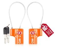 OW-Travel Lucchetto per Valigia con Cavo in Acciaio e Chiave per Valigie e Bagagli da Viaggio. Lucchetto TSA Piccolo con Chiave per Armadietto Zaino. Lucchetti TSA USA. Serratura Arancione, 2 Pezzi
