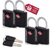 OW-Travel Lucchetto per Valigia con Chiave per Valigie e Bagagli da Viaggio. Lucchetto TSA Piccolo con Chiave per Armadietto Palestra e Zaino. Lucchetti TSA per USA. Serratura Nera, 4 Pezzi