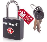 OW-Travel Lucchetto per Valigia con Chiave per Valigie e Bagagli da Viaggio. Lucchetto TSA Piccolo con Chiave per Armadietto Palestra e Zaino. Lucchetti TSA per USA. Serratura Nera, 1 Pezzo