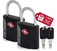 OW-Travel Lucchetto per Valigia con Chiave per Valigie e Bagagli da Viaggio. Lucchetto TSA Piccolo con Chiave per Armadietto Palestra e Zaino. Lucchetti TSA per USA. Serratura Nera, 2 Pezzi