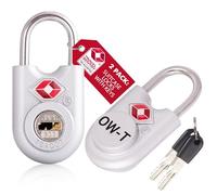 OW-Travel Lucchetto per Valigia con Chiave per Valigie e Bagagli da Viaggio. Lucchetto TSA Piccolo con Chiave per Armadietto Palestra e Zaino. Lucchetti TSA per USA. Serratura Argento, 2 Pezzi